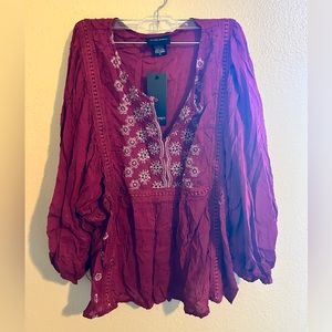 flowy embroidered top